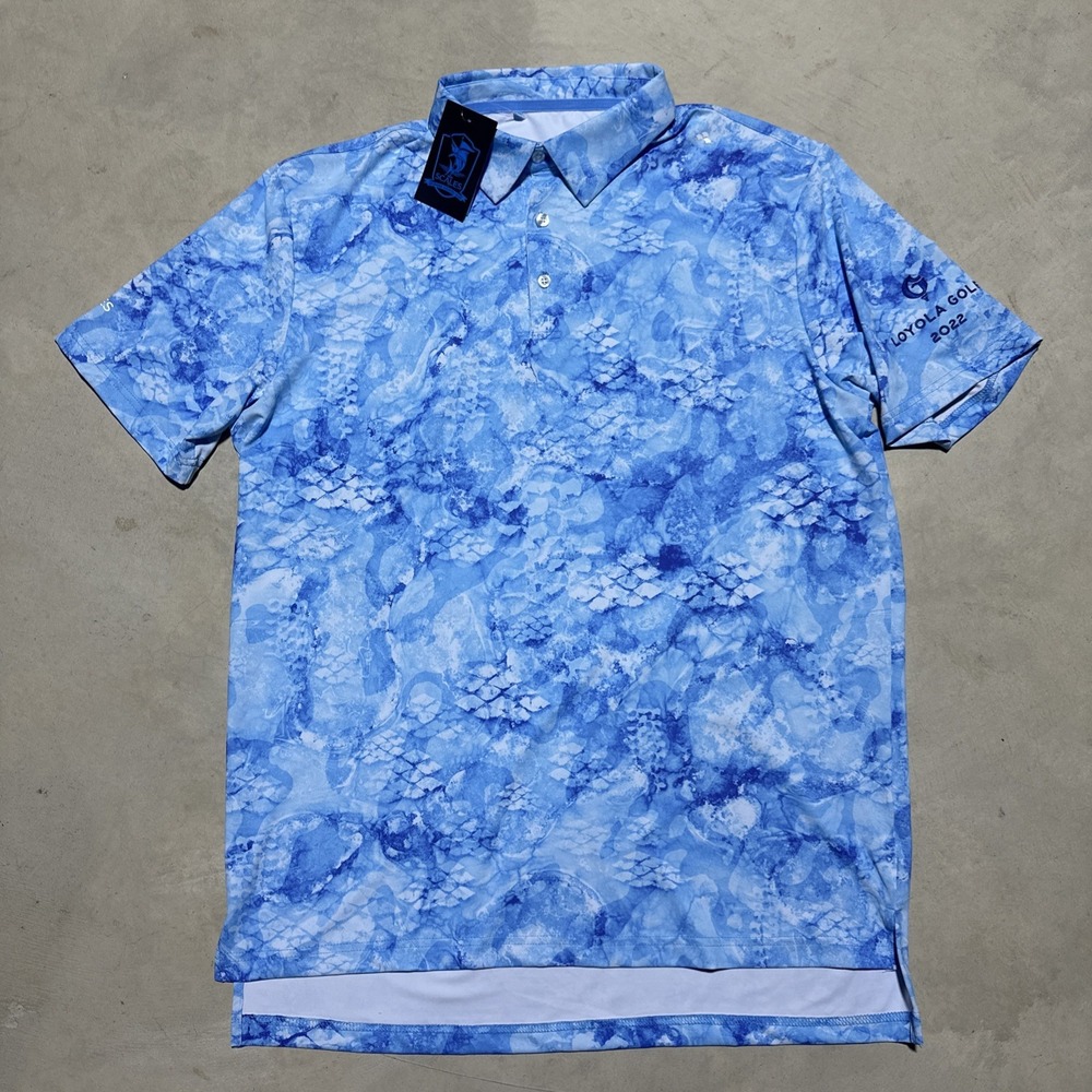 NWT Scales Performance Polo Shirt Men's SZ L Blue Loyola University Short Sleeve